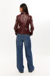 Gracie Collared Faux Leather Jacket, CHERRY - alternate image 4