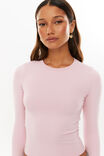 Luxe Long Sleeve Longline Tee, ROSETTE PINK - alternate image 4