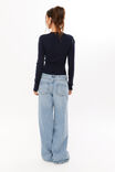 Shelby Zip Through Crew Neck Jumper, NAVY LEAGUE - alternate image 3