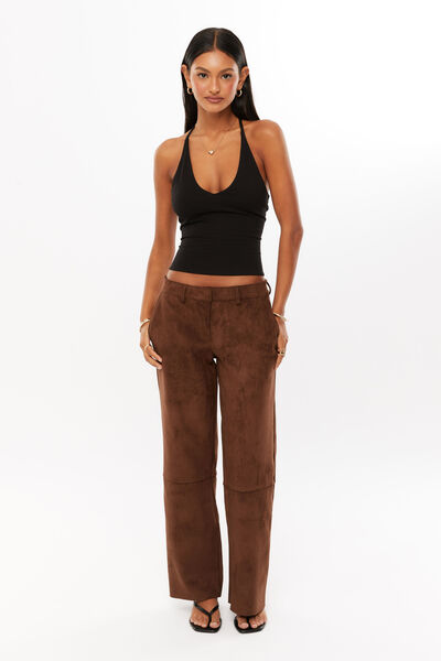 Ebony Faux Suede Pant, MOCHA BROWN