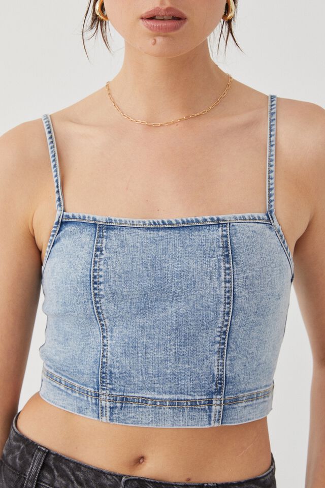 Willow Denim Cropped Top, LIGHT BLUE WASH