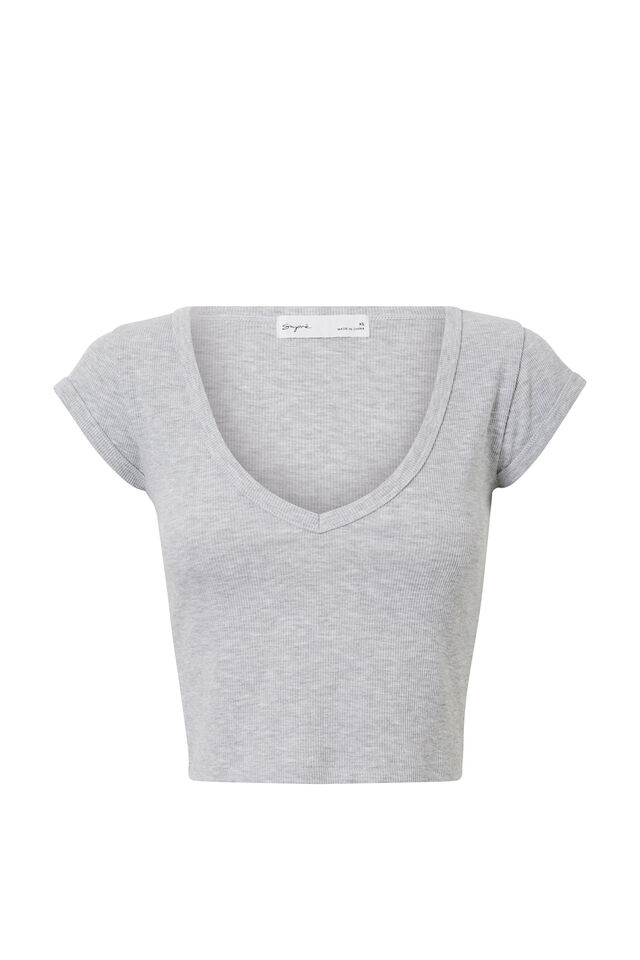Penny Cropped Tee, GREY MARLE