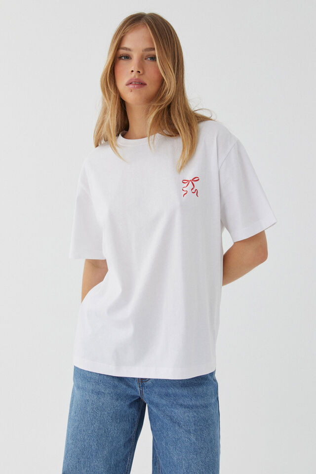Oversized Graphic Tee, WHITE/LUCKY YOU
