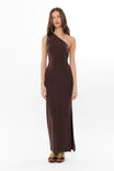 Soft One Shoulder Maxi Dress, ESPRESSO BROWN - alternate image 1