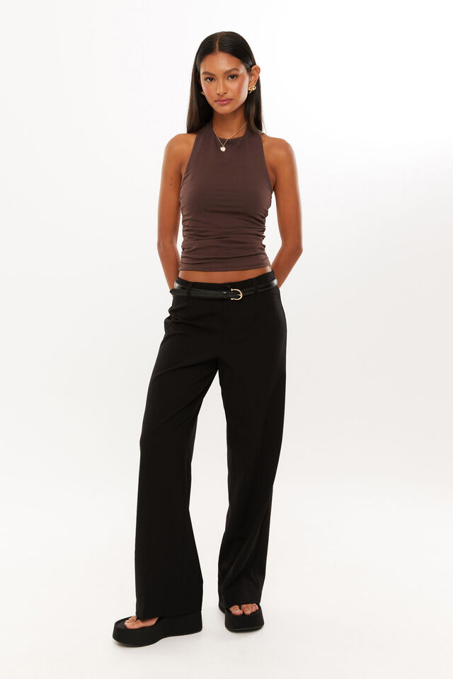 Drew Mid Rise Tailored Pant, BLACK