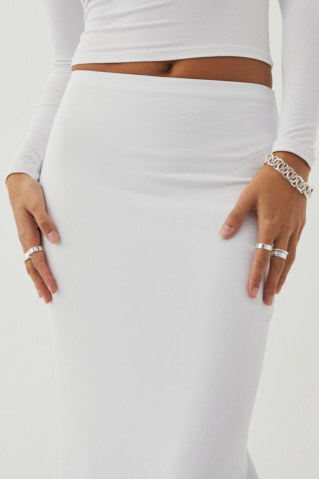 Luxe Hipster Maxi Skirt, WHITE