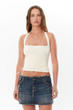 Frayed Denim Mini Skirt, STONEY BLUE - alternate image 1
