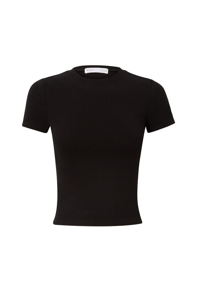 Cotton Fitted Tee, BLACK