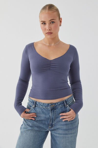 Audrey Long Sleeve Top, WEEKEND BLUE