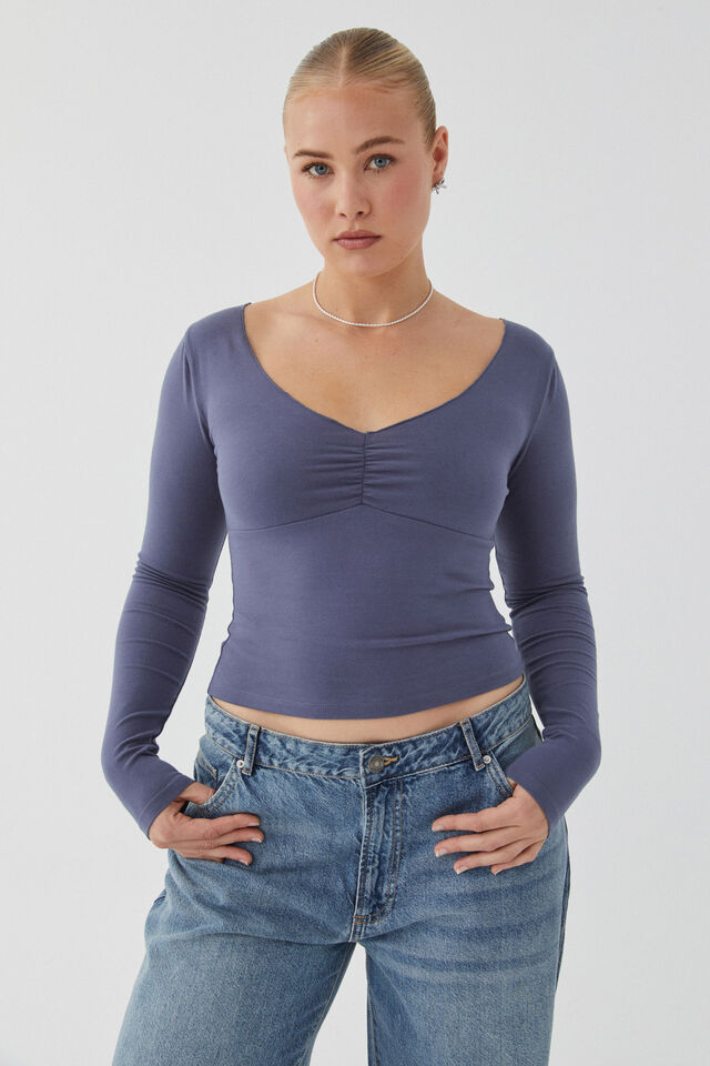 Audrey Long Sleeve Top, WEEKEND BLUE