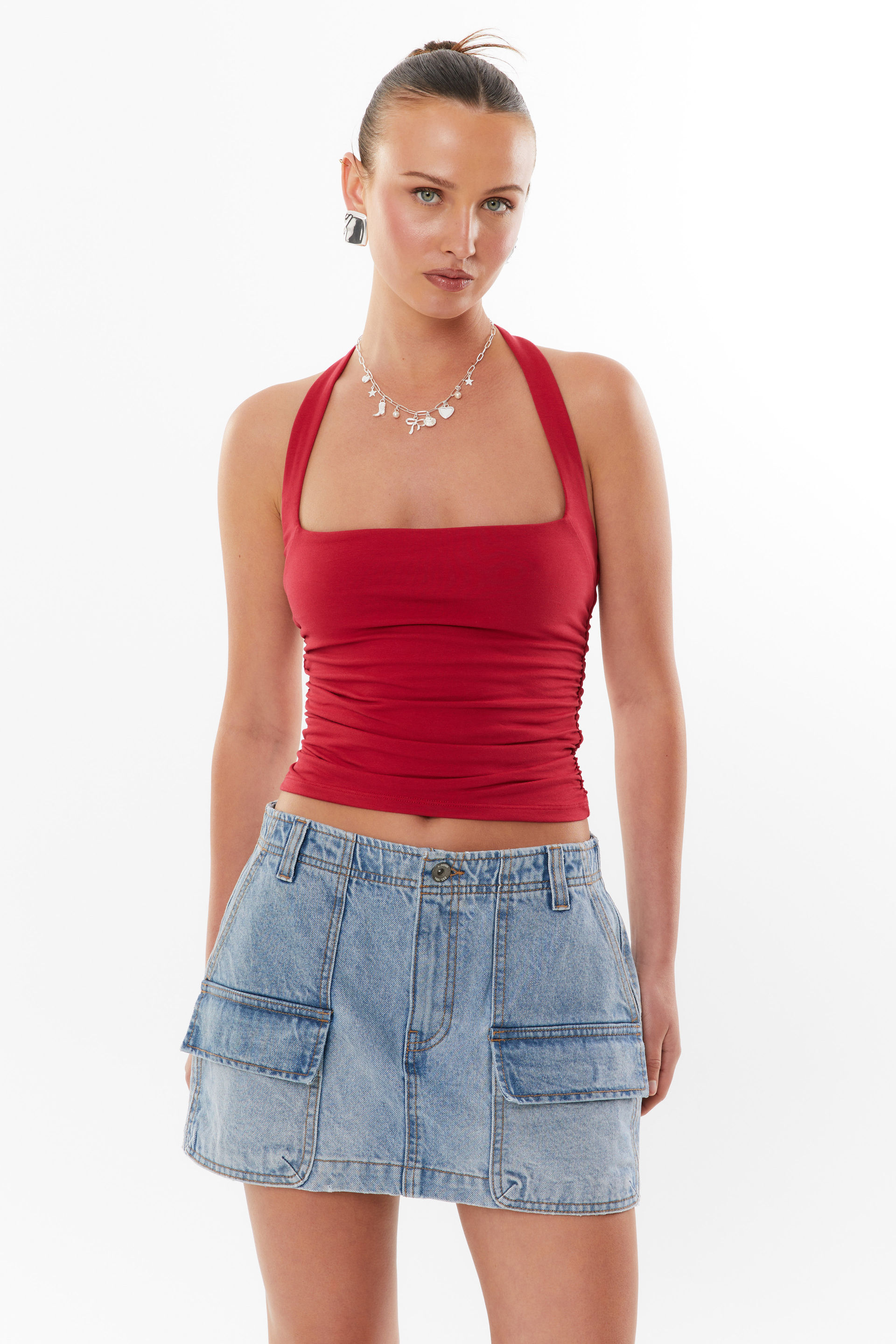 Supre ripped denim skirt top