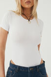 Luxe Short Sleeve Bodysuit, WHITE - alternate image 6