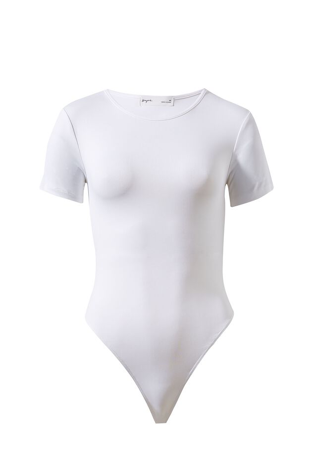 Luxe Short Sleeve Bodysuit, WHITE
