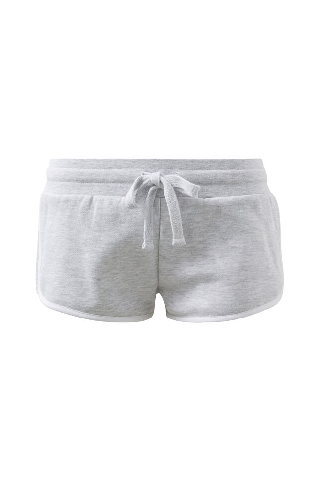 Ayla Sweat Short, LIGHT GREY MARLE/WHITE