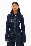 Maddi Fitted Denim Jacket, INDIGO - alternate image 1