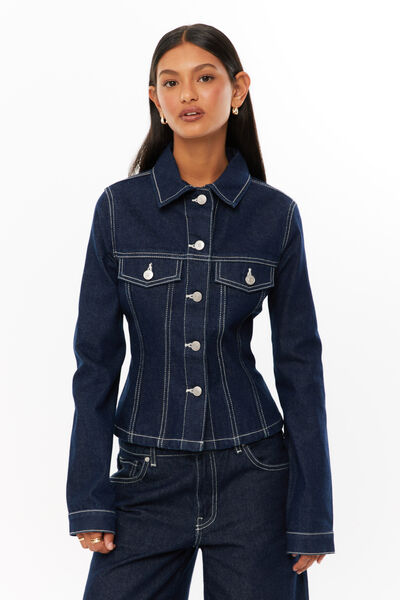 Maddi Fitted Denim Jacket, INDIGO