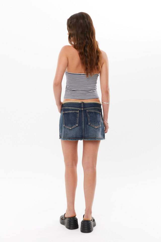 Khloe V Neck Halter Top, NAVY STRIPE