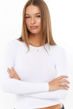 Luxe Long Sleeve Longline Tee, WHITE - alternate image 4