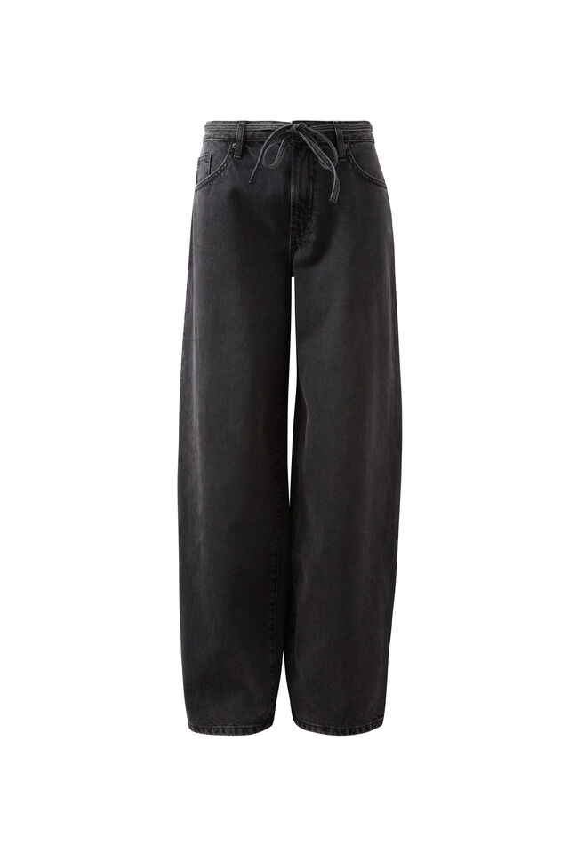 Tie Front Barrel Jean, VINTAGE BLACK