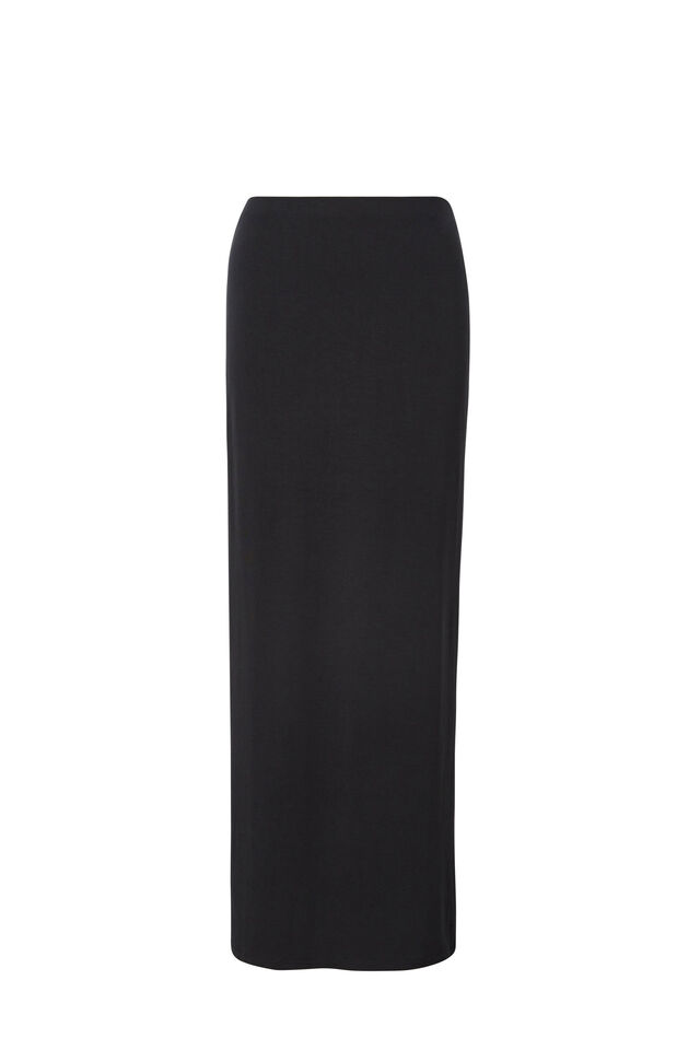 Soft Hipster Maxi Skirt, BLACK