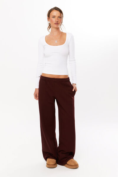 Jordyn Wide Leg Track Pant, WINTER WINE