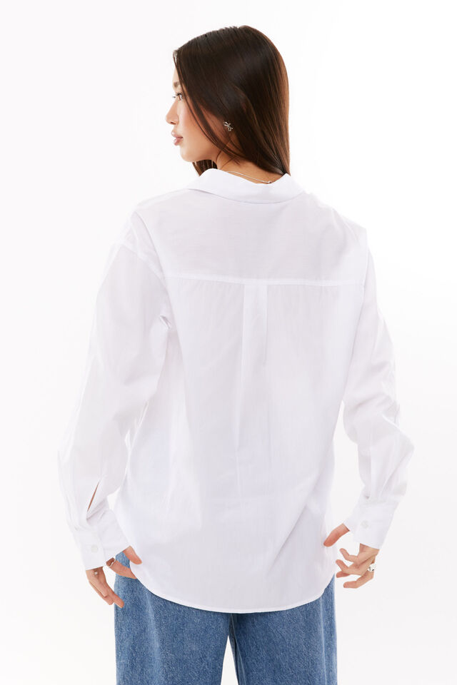 Tatum Oversized Shirt, WHITE