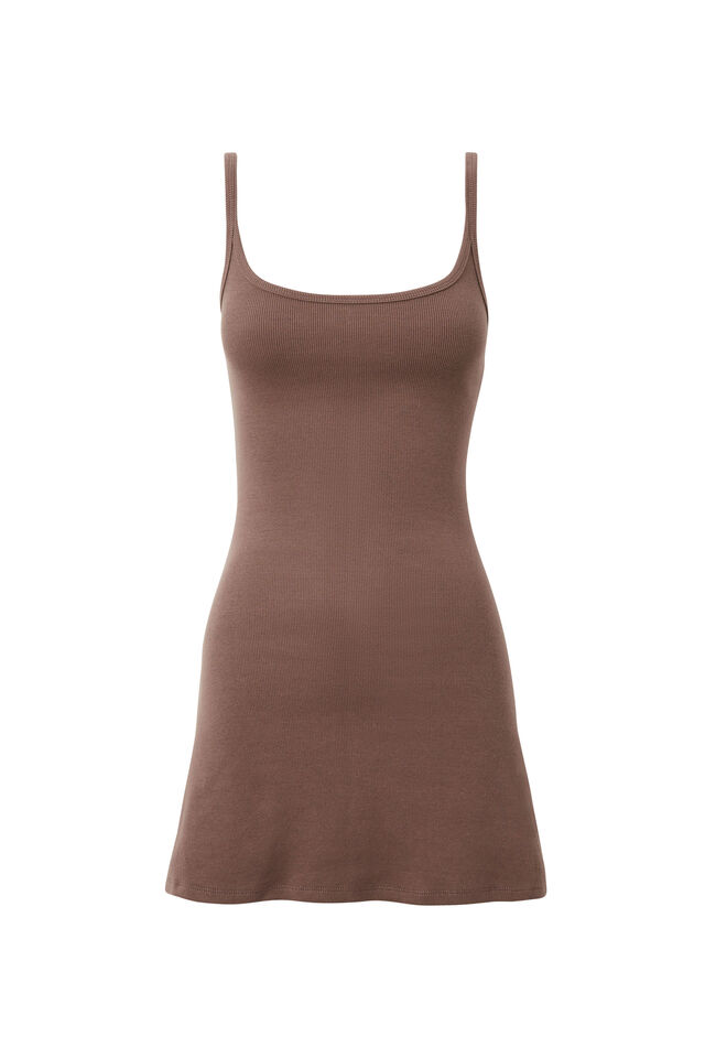 Lulu Scoop Neck Mini Dress, BROWN CAROB