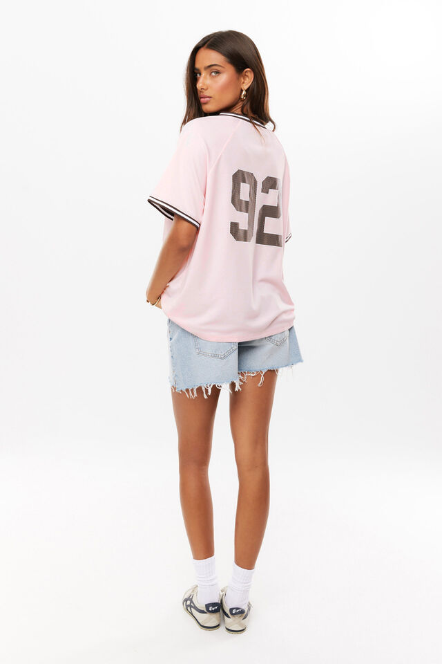 Regina V-Neck Jersey, SHERBET PINK/LA 92