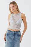 Mesh Graphic Tank, DOVE GREY/BUTTERFLY COLLAGE - alternate image 1