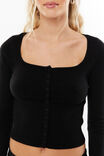 Sofi Square Neck Cardi, BLACK - alternate image 4