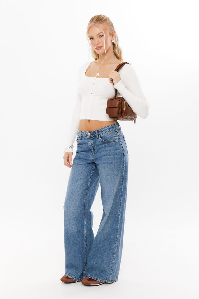 Sofi Square Neck Cardi, MERINGUE WHITE