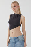 Soft Ruched Twist Top, BLACK - alternate image 5