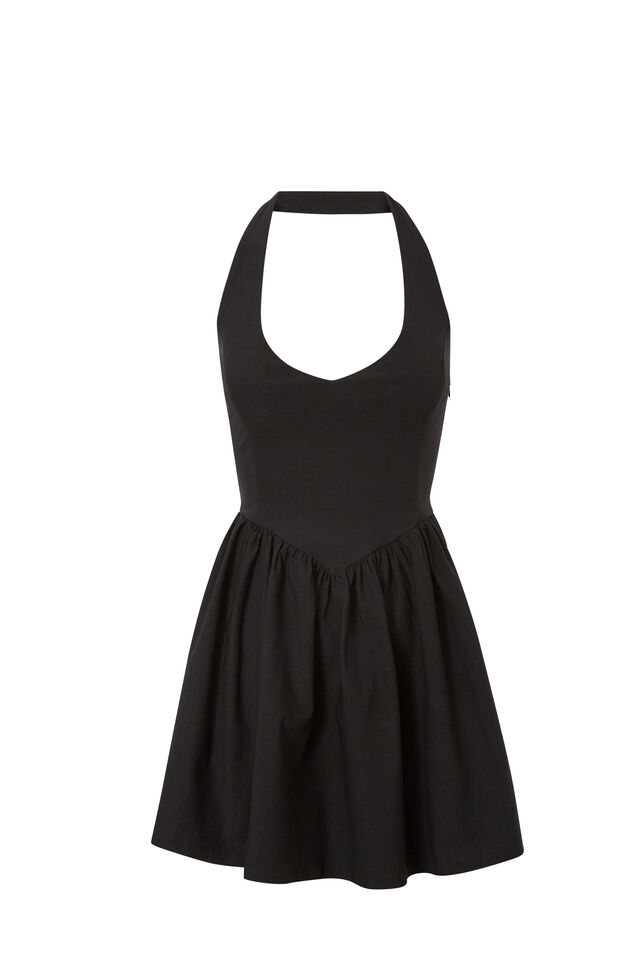 Kaylee Halter Mini Dress, BLACK