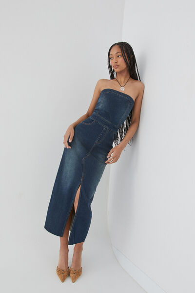 Dana Denim Maxi Dress, VINTAGE NAVY