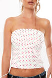 Cotton Longline Tube Top, MICRO HEART WHITE RED - alternate image 4
