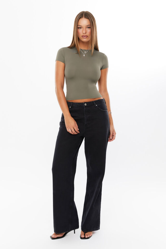 Luxe Longline Tee, OLIVE GREEN