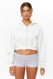 Jolie Cropped Zip Through Hoodie, CLOUD WHITE - alternate image 1
