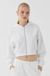 Jolie Cropped Zip Through Hoodie, CLOUD WHITE - alternate image 1