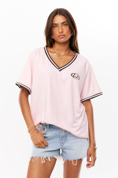 Regina V-Neck Jersey, SHERBET PINK/LA 92