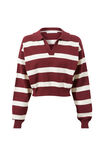 Blair Cropped Rugby Knit Jumper, DARK PLUM STRIPE - alternate image 6