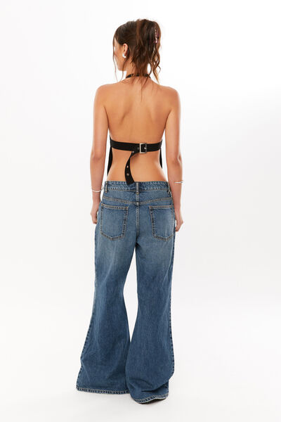Scarlette Backless Halter Top, BLACK