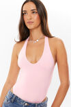 Luxe Halter Bodysuit, SHERBET PINK - alternate image 4