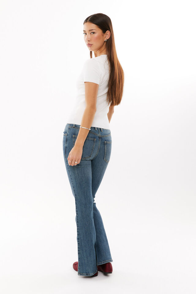 Low Rise Stretch Flare Jean, ROCKY BLUE