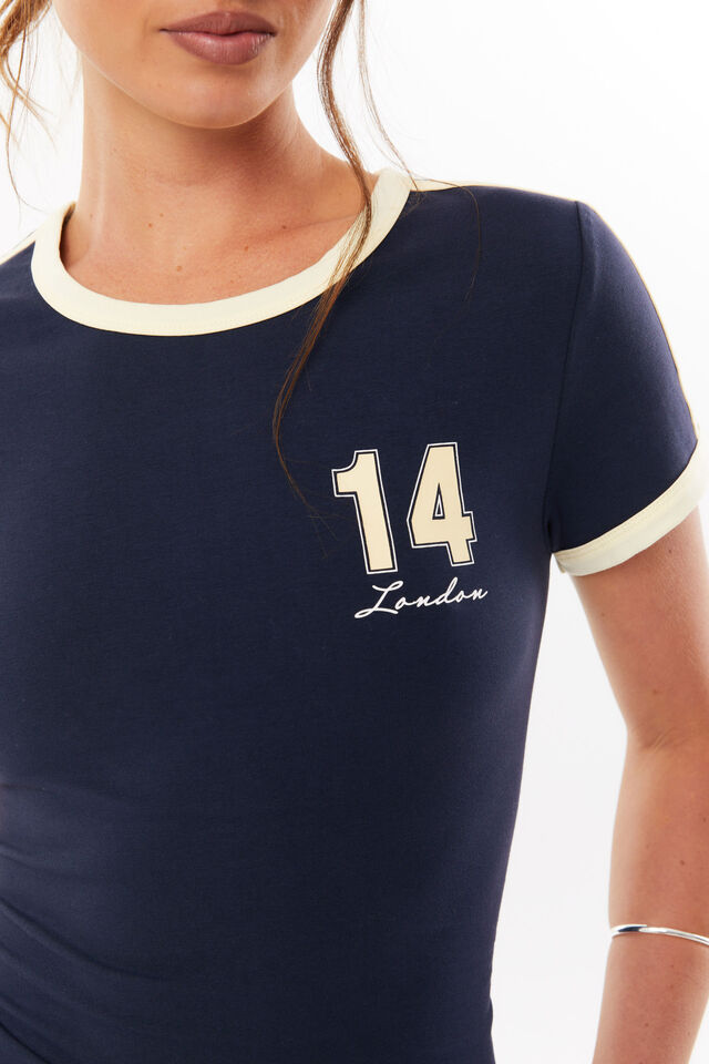 Candi Fitted Ringer Tee, ALL STAR NAVY/14 LONDON