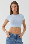 Luxe Cropped Short Sleeve Top, DELICATE BLUE - alternate image 1