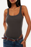 Cora Rib Bodysuit, CHARCOAL - alternate image 3