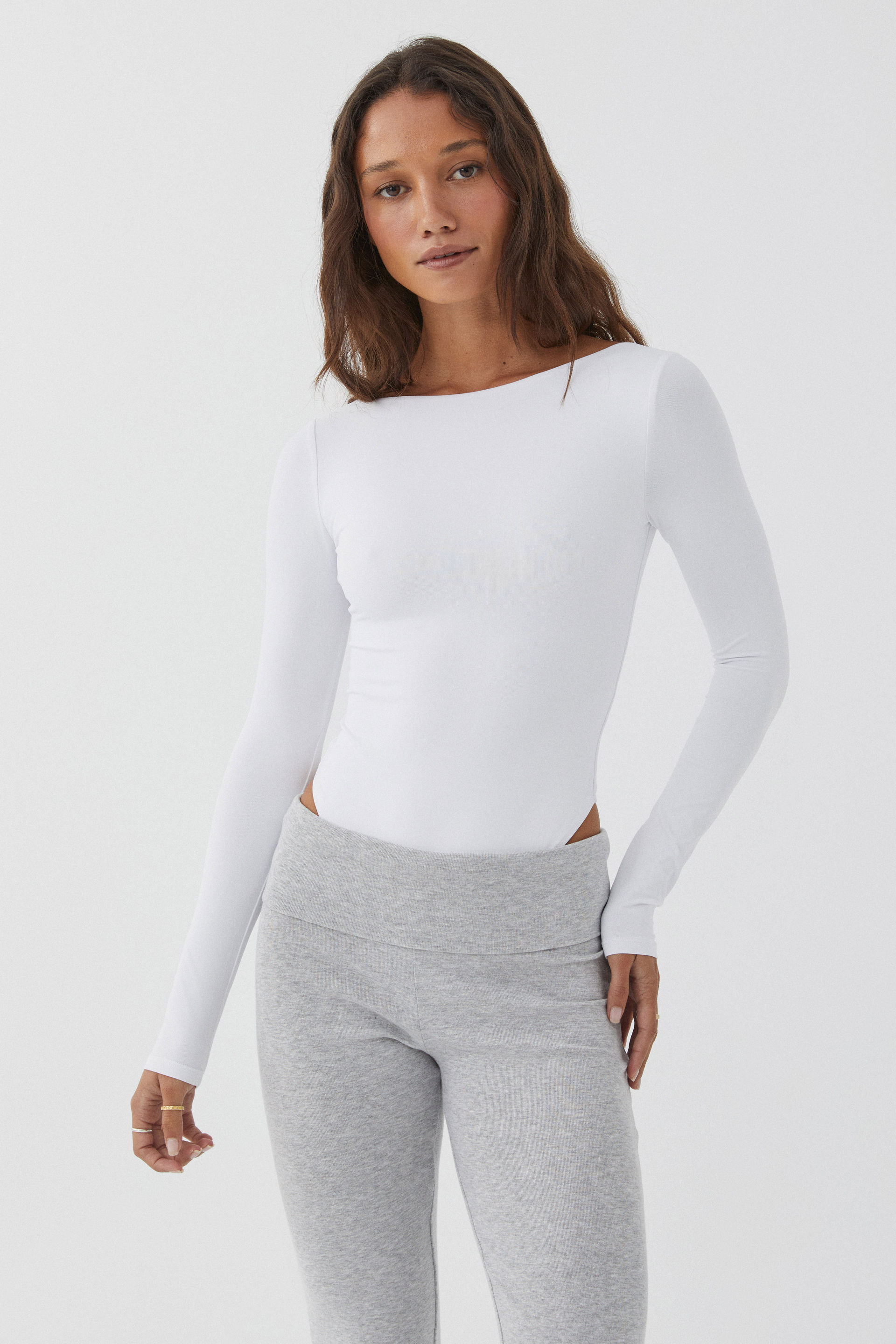 Long sleeve backless bodysuit clearance