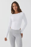Luxe Backless Long Sleeve Bodysuit, WHITE - alternate image 2