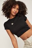 Alissa Fitted Crew Top, BLACK