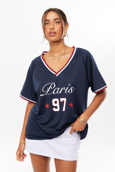 Regina V-Neck Jersey, NIGHT NAVY/PARIS 97